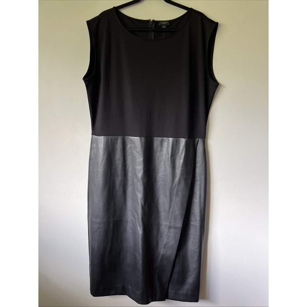 Ann Taylor Loft Black Faux Leather Skirt Dress Size 18 NWT Career Elegant